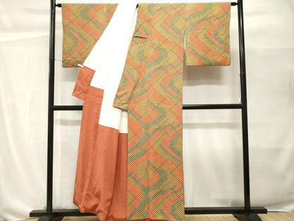 平和屋着物■上質な小紋　よろけ縞　正絹　逸品　CABH0492ev