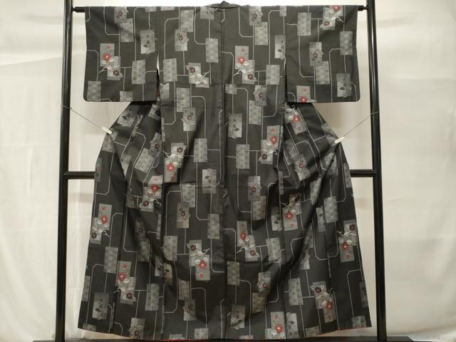 平和屋着物■本場大島紬　色紙重ね麻の葉花文　正絹　逸品　CABH0495ev