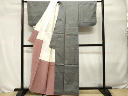 平和屋着物■上質なお召　横段文　正絹　逸品　未使用　CABH0498ev