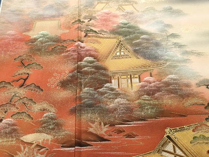 平和屋着物■豪華黒留袖　作家物　風景文　暈し染め　金彩　ロング丈　正絹　逸品　CABH0502ev