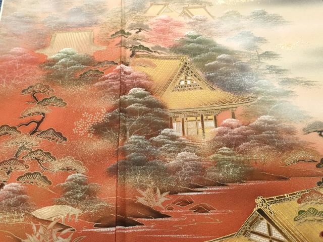 平和屋着物■豪華黒留袖　作家物　風景文　暈し染め　金彩　ロング丈　正絹　逸品　CABH0502ev