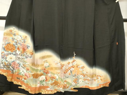 平和屋着物■豪華黒留袖　作家物　鴛鴦枝梅花文　暈し染め　金彩　正絹　逸品　CABH0503ev