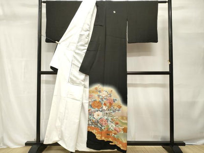 平和屋着物■豪華黒留袖　作家物　鴛鴦枝梅花文　暈し染め　金彩　正絹　逸品　CABH0503ev