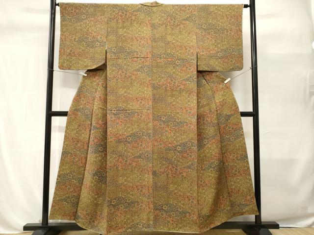 平和屋着物■上質な小紋　更紗草花文　正絹　逸品　CABH0508ev