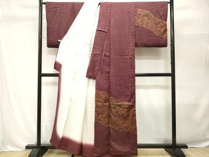 平和屋着物■訪問着　絞り　切嵌花蝶文　金彩　正絹　逸品　CABH0512ev