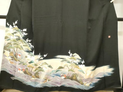 平和屋着物■豪華黒留袖　作家物　鴛鴦松梅流水文　暈し染め　金彩　正絹　逸品　CABH0515ev