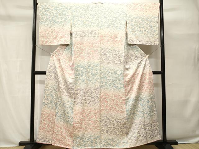 平和屋着物■上質な小紋　鴛鴦籬文　暈し染め　金彩　正絹　逸品　CABH0518ev