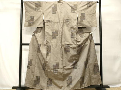 平和屋着物■本場大島紬　色紙重ね草花文　正絹　逸品　CABH0542ev
