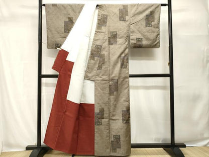 平和屋着物■本場大島紬　色紙重ね草花文　正絹　逸品　CABH0542ev
