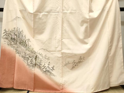 平和屋着物■訪問着　紬地　遠山風景文　正絹　逸品　CABH0550ev