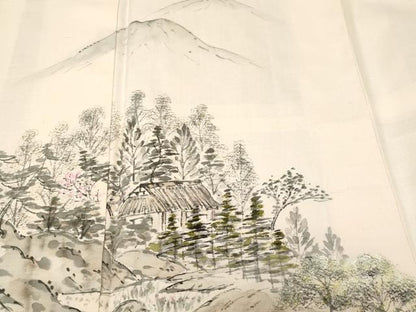 平和屋着物■訪問着　紬地　遠山風景文　正絹　逸品　CABH0550ev