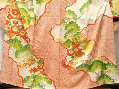 平和屋着物■豪華振袖　駒刺繍　絞り　松竹梅花文　暈し染め　金彩　正絹　逸品　CABH0570ev