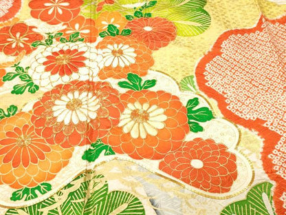 平和屋着物■豪華振袖　駒刺繍　絞り　松竹梅花文　暈し染め　金彩　正絹　逸品　CABH0570ev