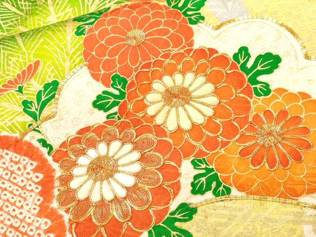 平和屋着物■豪華振袖　駒刺繍　絞り　松竹梅花文　暈し染め　金彩　正絹　逸品　CABH0570ev