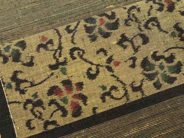 平和屋着物■上質な紬　色紙重ね更紗花文　正絹　逸品　CABH0571ev
