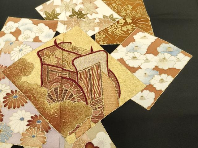 平和屋着物■豪華黒留袖　駒刺繍　色紙重ね御所車花文　金彩　正絹　逸品　CABH0584ev