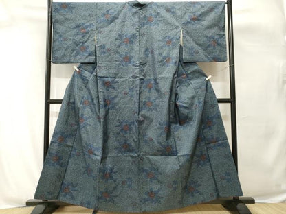 平和屋着物■本場大島紬　7マルキ　草花文　正絹　逸品　CABH0616ev
