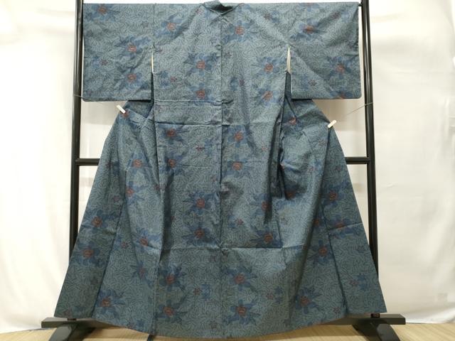 平和屋着物■本場大島紬　7マルキ　草花文　正絹　逸品　CABH0616ev