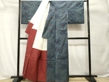 平和屋着物■本場大島紬　7マルキ　草花文　正絹　逸品　CABH0616ev