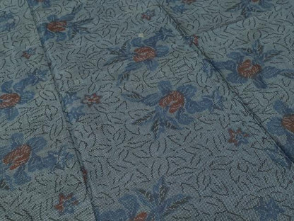 平和屋着物■本場大島紬　7マルキ　草花文　正絹　逸品　CABH0616ev