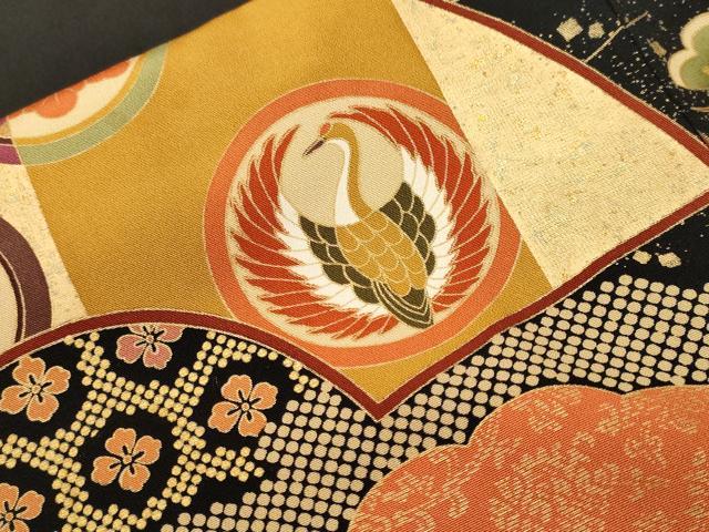 平和屋着物■豪華黒留袖　駒刺繍　地紙重ね鳳凰丸文　宝尽し　金彩　正絹　逸品　CABH0645ev