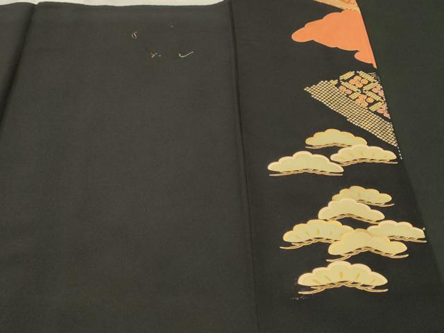 平和屋着物■豪華黒留袖　駒刺繍　地紙重ね鳳凰丸文　宝尽し　金彩　正絹　逸品　CABH0645ev
