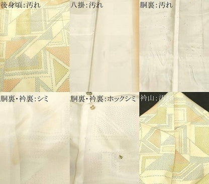 平和屋着物■本場大島紬　白大島　幾何学文　正絹　逸品　CABH0647ev