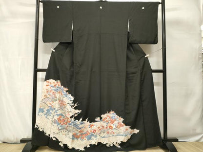 平和屋着物■豪華黒留袖　片輪車流水舟花文　松竹梅　正絹　逸品　CABH0648ev