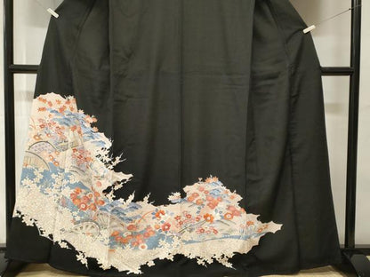 平和屋着物■豪華黒留袖　片輪車流水舟花文　松竹梅　正絹　逸品　CABH0648ev