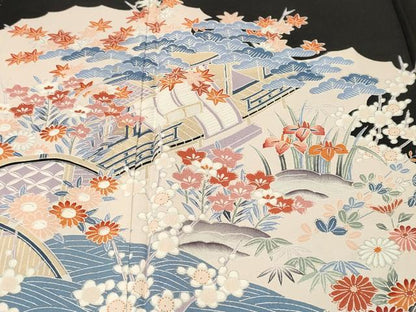 平和屋着物■豪華黒留袖　片輪車流水舟花文　松竹梅　正絹　逸品　CABH0648ev