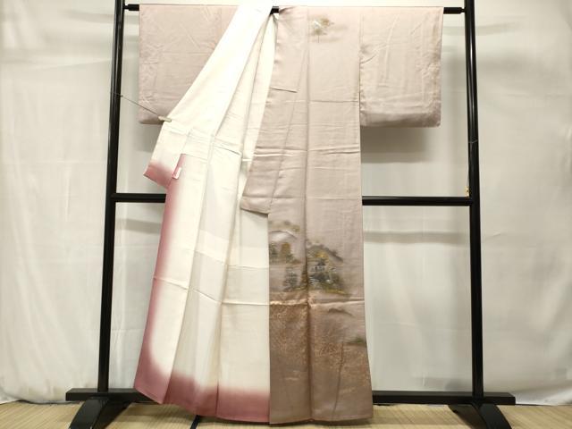 平和屋着物■訪問着　風景文　暈し染め　金銀彩　正絹　逸品　CABH0649ev