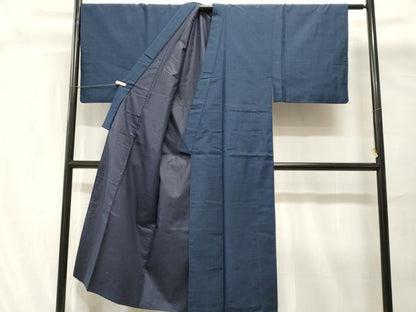 平和屋着物■男性　紬　紺色　正絹　逸品　CABH0651ev