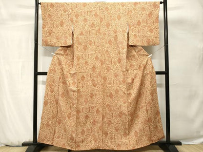 平和屋着物■上質な小紋　陶器草花文　正絹　逸品　CABH0658ev