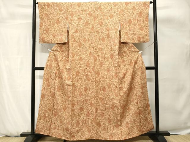 平和屋着物■上質な小紋　陶器草花文　正絹　逸品　CABH0658ev