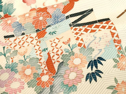 平和屋着物■豪華振袖　駒刺繍　絞り　御所車花唐草文　金彩　正絹　逸品　CABH0684ev
