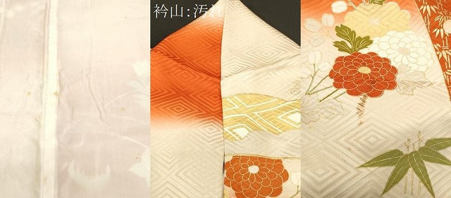 平和屋着物■豪華振袖　駒刺繍　雪芝草花文　暈し染め　金彩　正絹　逸品　CABH0685ev