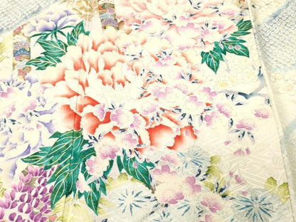 平和屋着物■豪華振袖　絞り草花文　藤花房　暈し染め　金彩　正絹　逸品　CABH0687ev