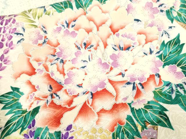 平和屋着物■豪華振袖　絞り草花文　藤花房　暈し染め　金彩　正絹　逸品　CABH0687ev