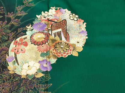 平和屋着物■豪華振袖　御所車花丸文　金彩　鈴乃屋扱い　正絹　逸品　CABH0688ev