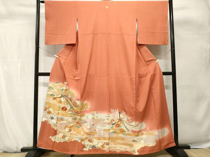 平和屋着物■豪華色留袖　駒刺繍　鳳凰エ霞草花文　暈し染め　金彩　正絹　逸品　CABH0690ev