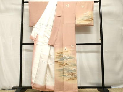 平和屋着物■訪問着　立波飛鶴文　暈し染め　金彩　正絹　逸品　CABH0691ev