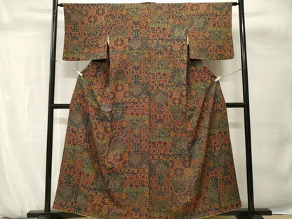 平和屋着物■上質な小紋　更紗花鳥文　正絹　逸品　CABH0694ev