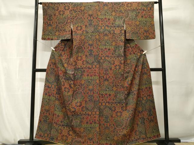 平和屋着物■上質な小紋　更紗花鳥文　正絹　逸品　CABH0694ev