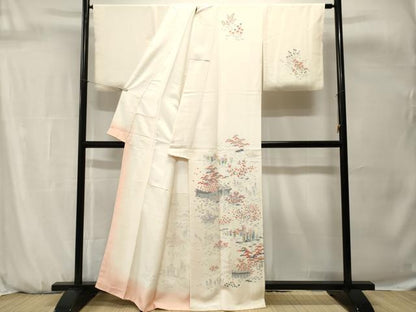 平和屋着物■訪問着　松竹梅花文　正絹　逸品　CABH0702ev