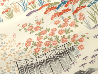 平和屋着物■訪問着　松竹梅花文　正絹　逸品　CABH0702ev