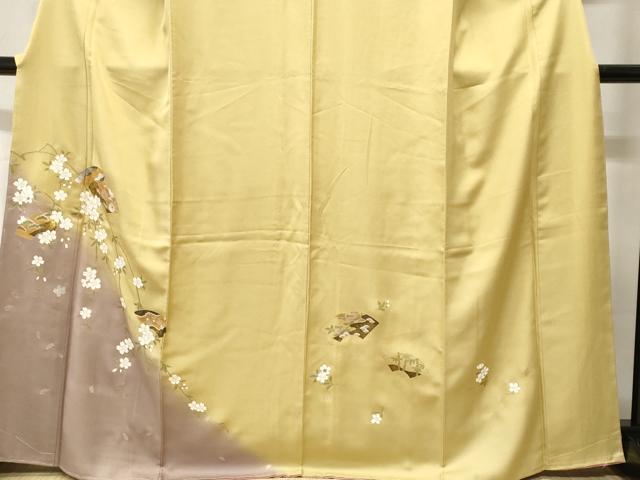 平和屋着物■訪問着　扇面枝垂れ桜文　暈し染め　金彩　正絹　逸品　未使用　CABH0707ev