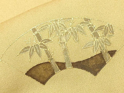 平和屋着物■訪問着　扇面枝垂れ桜文　暈し染め　金彩　正絹　逸品　未使用　CABH0707ev