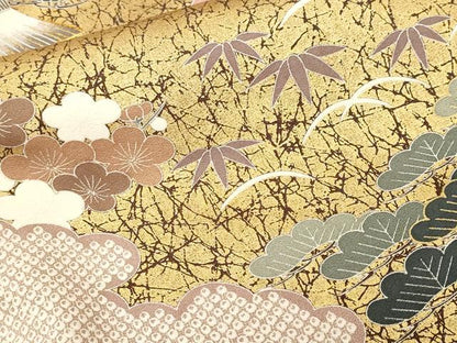 平和屋着物■訪問着　刺繍　松竹梅御所解文　金彩　ロング丈　正絹　逸品　CABH0710ev