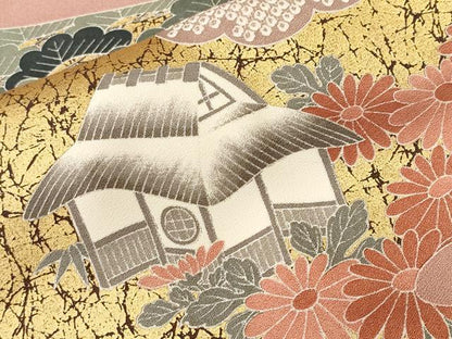 平和屋着物■訪問着　刺繍　松竹梅御所解文　金彩　ロング丈　正絹　逸品　CABH0710ev