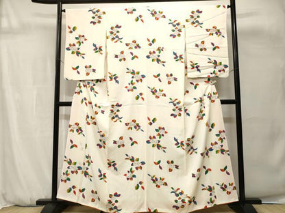 平和屋着物■上質な小紋　舞花文　正絹　逸品　CABH0713ev
